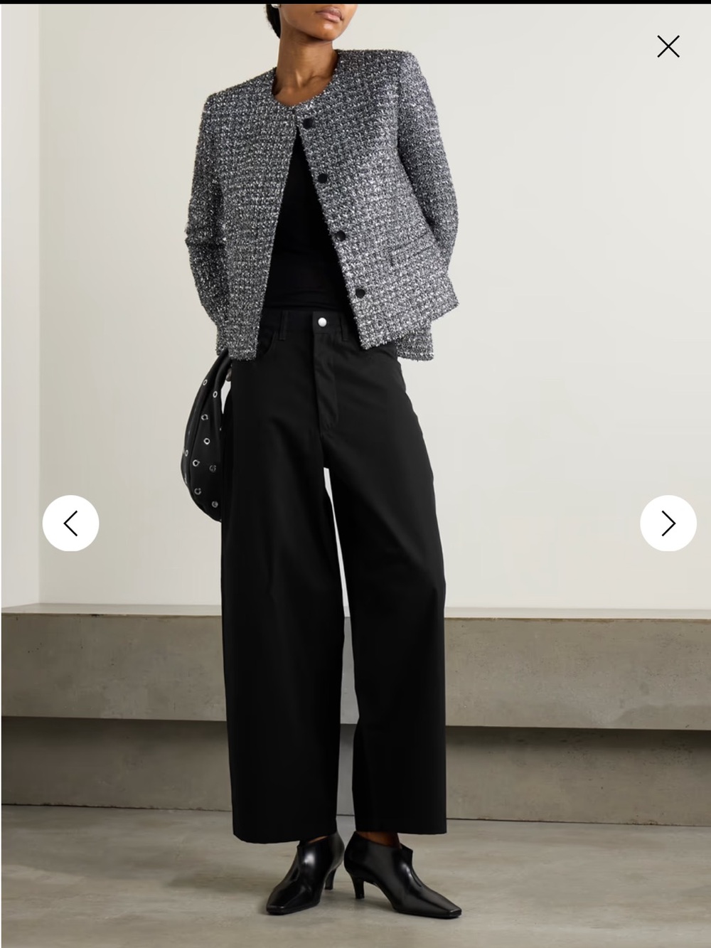 NWT  MARIA MCMANUS Sequin-embellished metallic tweed jacket
